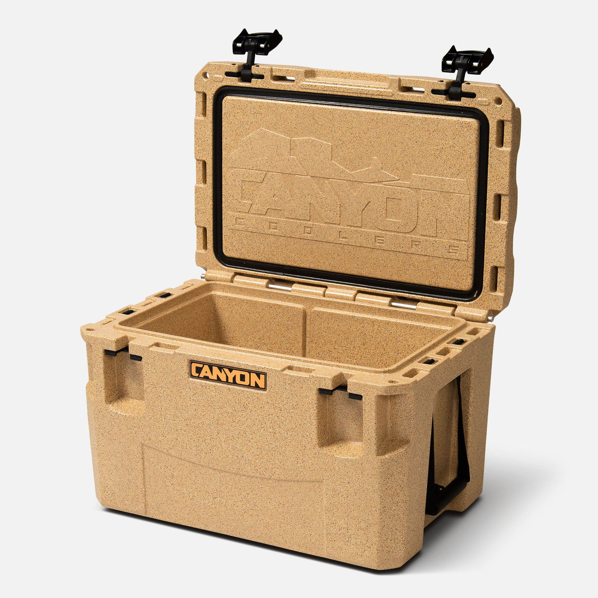 PRO 45 Quart Cooler Weekend Canyon_Coolers_Pro_45_Sandstone_Open_Lid_Perspective-min