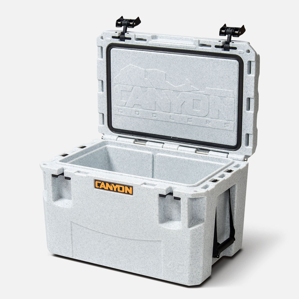 PRO 45 Quart Cooler Weekend Canyon_Coolers_Pro_45_White_Marble_Open_Lid_Perspective-min_b6bd1882-f9bb-4c5f-a409-1c4c76be46f1