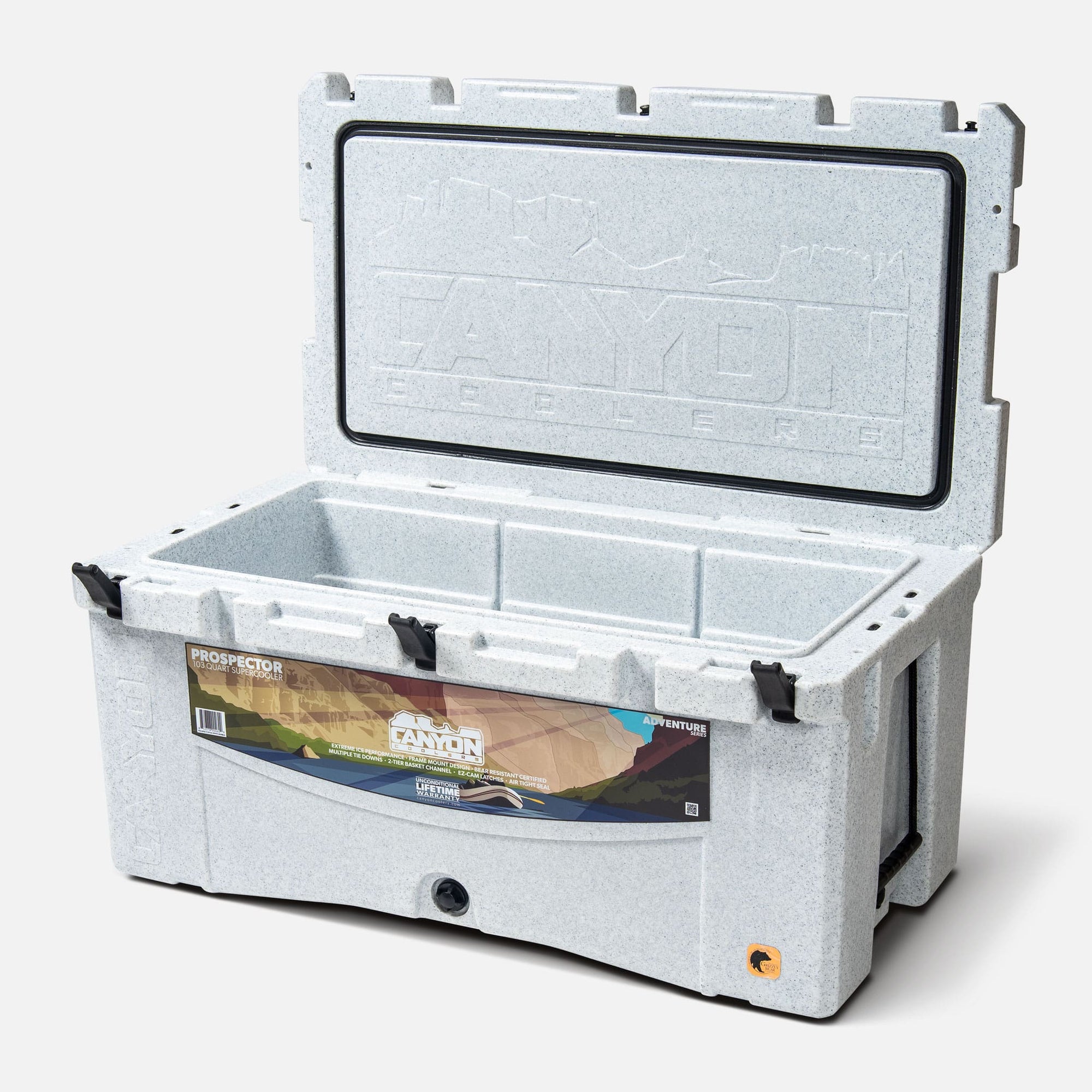 https://canyoncoolers.com/cdn/shop/files/Canyon_Coolers_Prospector_103_White_Marble_Open_Lid_Perspective-min_2000x.jpg?v=1699560322