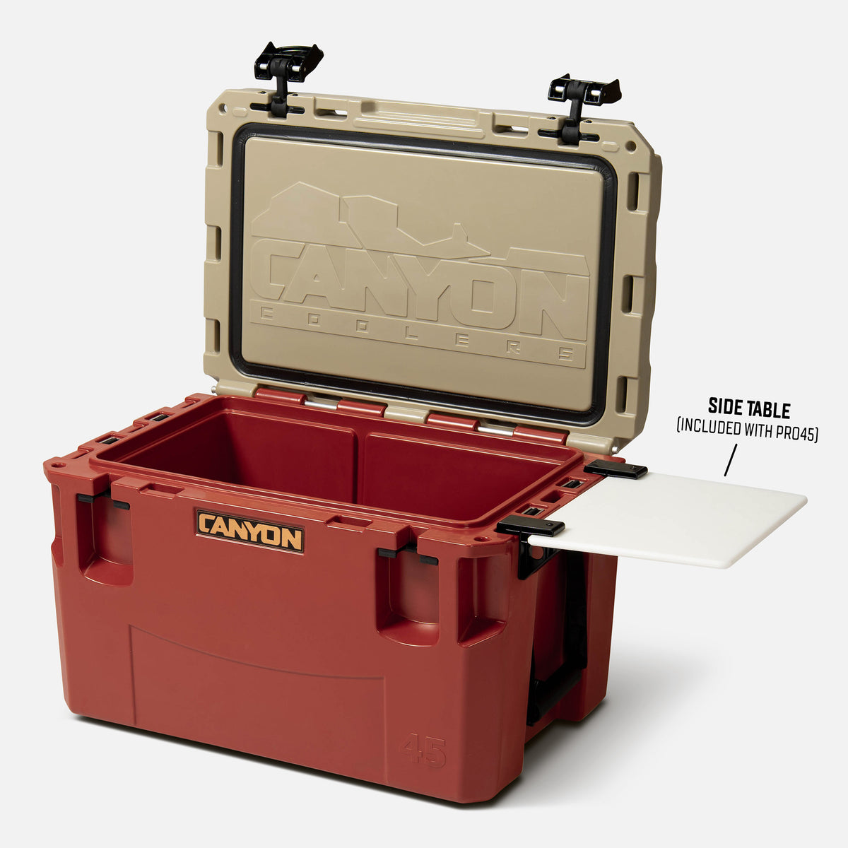 PRO 45 Quart Cooler Weekend PRO45SR_Perspective_OpenTable_with_Text_396caa06-d39d-4061-961b-6ce57e910aa9