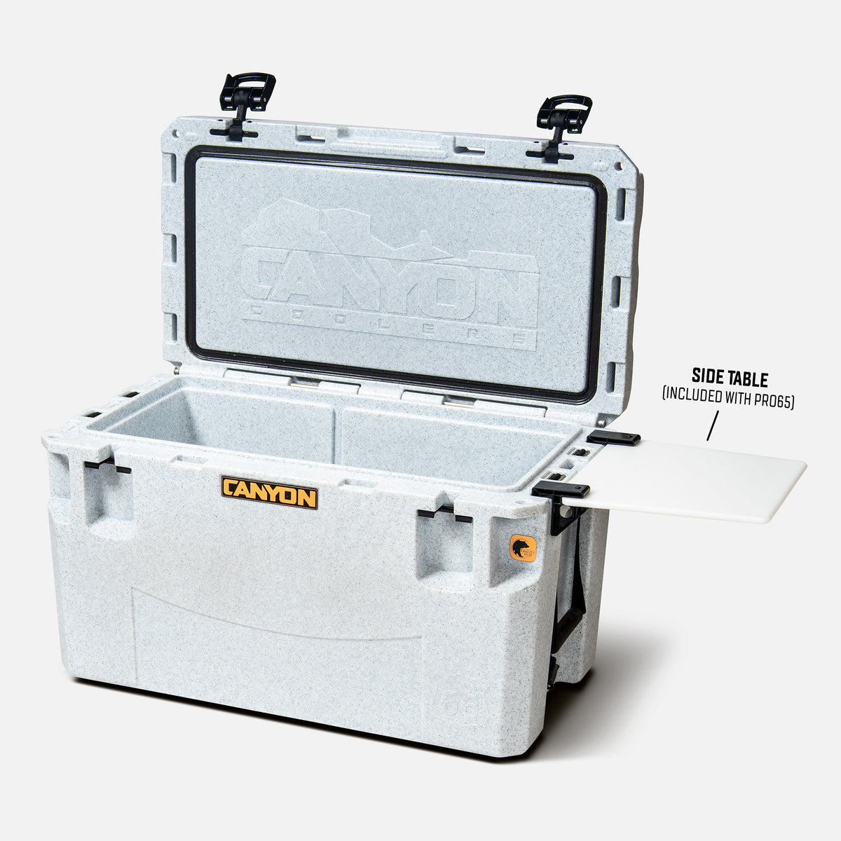 PRO 65 Quart Cooler Multi-day PRO65WM_Perspective_OpenTable_with_Text
