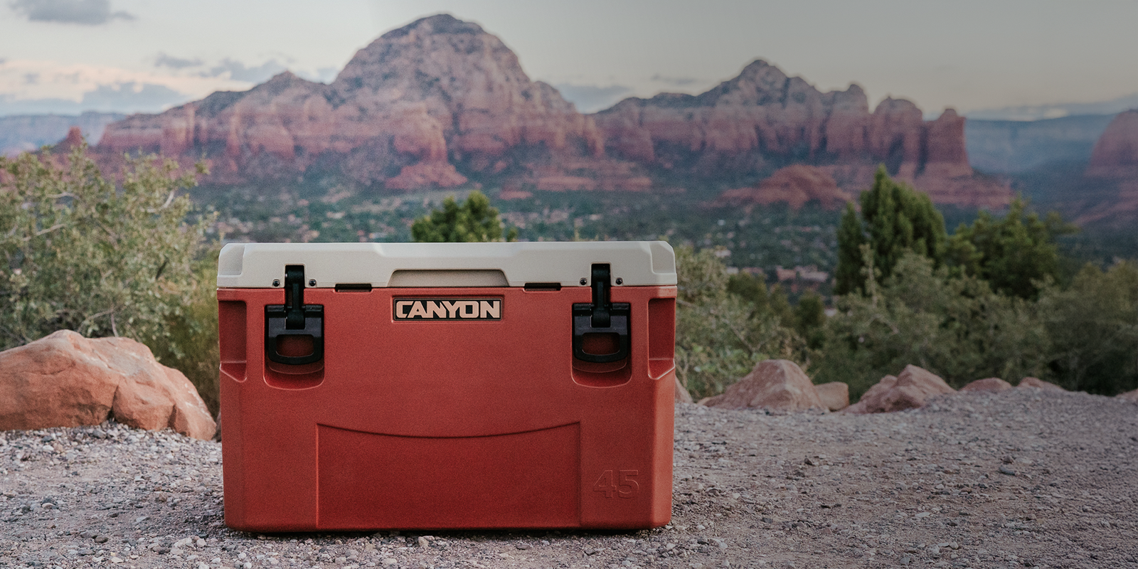 Sedona Red Pro 45 in Sedona, with red rocks in the background