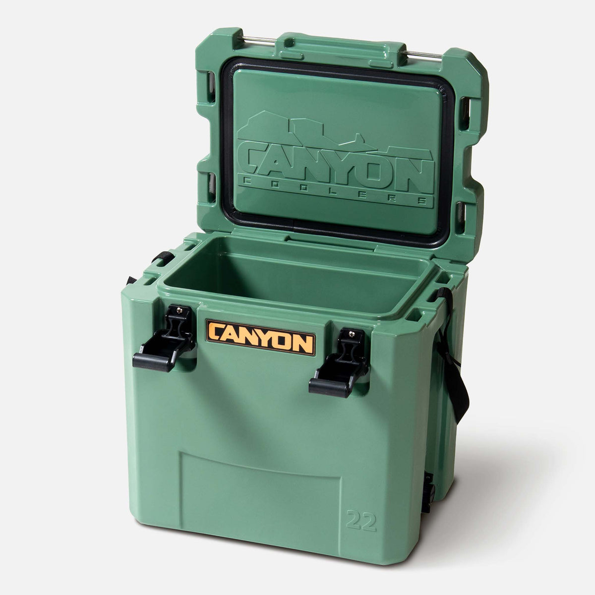 Outfitter 22qt V2 Cooler Hard Coolers X22NGSG_Perspective_Open_0fa68ed2-6abc-4bf9-8173-3a845bfea0aa