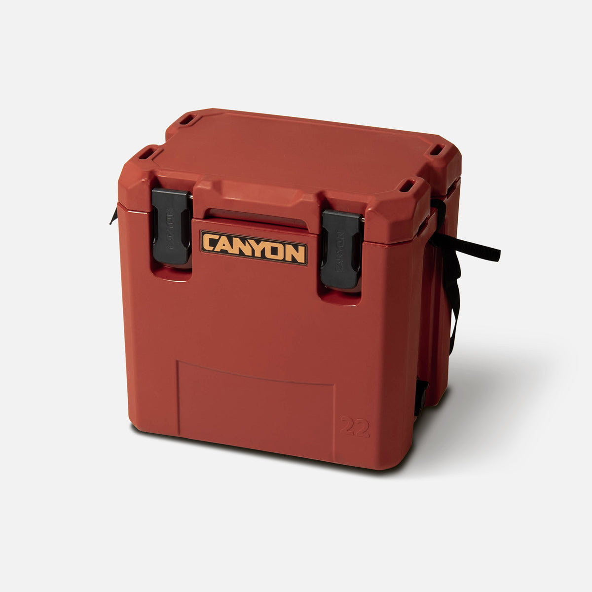 red hard cooler offset facing canyon logo cam latches lid close 