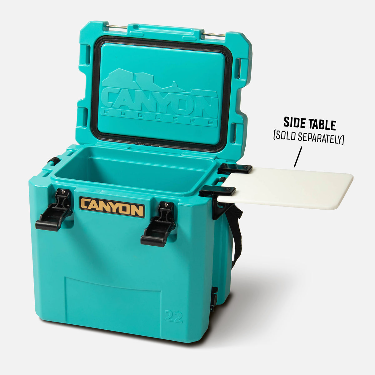 Outfitter 22qt V2 Cooler Hard Coolers X22V2HB_Perspective_OpenTable_with_Text